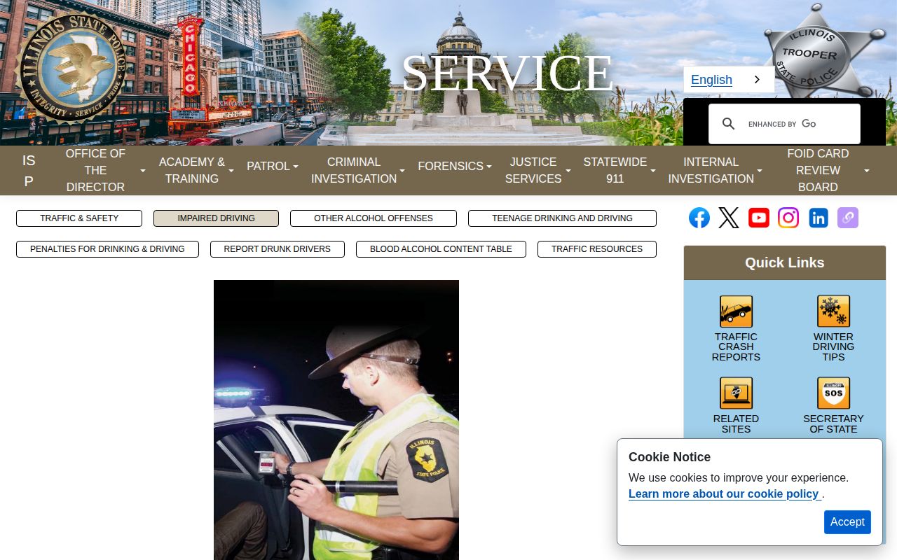 Illinois State Police impaired-driving enforcement information page
